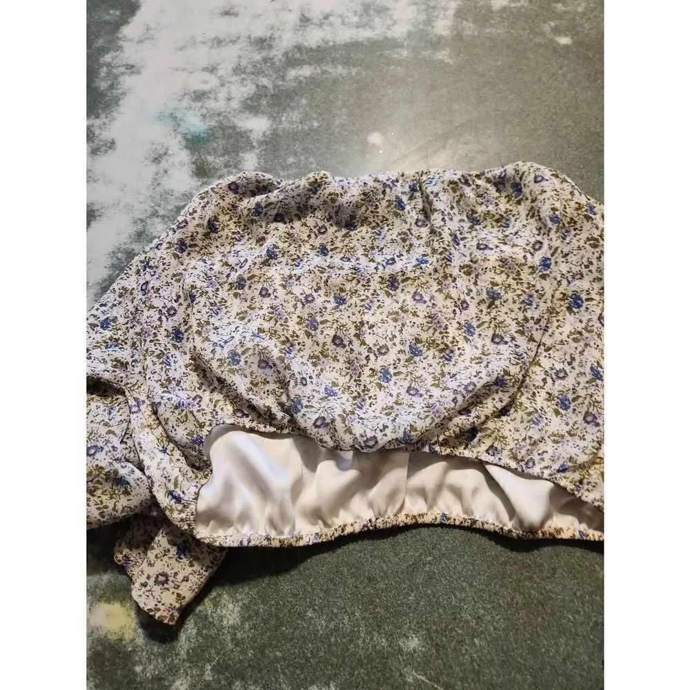 For Love & Lemons La Flor Ivory Floral Print Crop Top sz XS - Picture 6 of 6